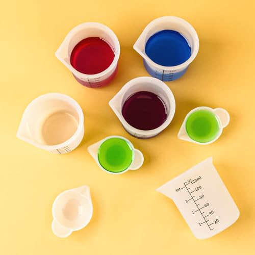 5pcs Silicone Measuring Cups 125ml for Resin, 3pcs 40ml Mixing Bowls