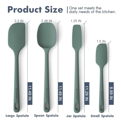 ChefAide 4 Pieces Silicone Spatulas Set, Heat Resistant Rubber Spatula - color: Dried Thyme, size: 4 pieces