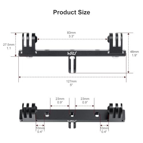 HSU Aluminum Dual Twin Mount, 1/4”-20 Cold Shoe Mount Adapter - color: Extension