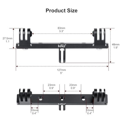HSU Aluminum Dual Twin Mount, 1/4”-20 Cold Shoe Mount Adapter - color: Extension