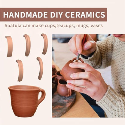 Sthmeyue Mug Handle Carving Tool, Pottery Handle Making Tools Set,5 PCS Walnut Wood Handle Sculpting & Carving Tools, Durable & Comfortable, Ideal for Shaping Clay Cup Handles