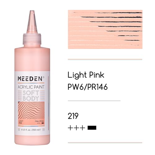 MEEDEN Soft Body Acrylic Paint: Light Pink Matte Finish 250ml/8.45oz - color: Light Pink