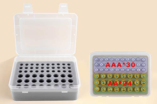 Battery Organizer Storage Box, Garage Case Holder for 24* AA, 30* AAA Batteries (Bag Not Include Batteries Pack) (white) - color: white
