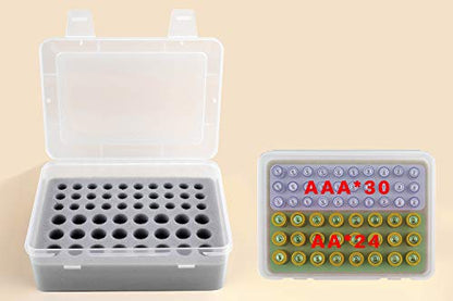 Battery Organizer Storage Box, Garage Case Holder for 24* AA, 30* AAA Batteries (Bag Not Include Batteries Pack) (white) - color: white