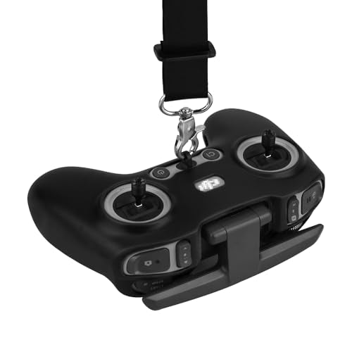 BTG Silicone Sleeve Protective Cover & Lanyard Neck Strap for DJI Avata/Avata 2 / FPV Combo Remote Controller 3 2 Accessories (Black)