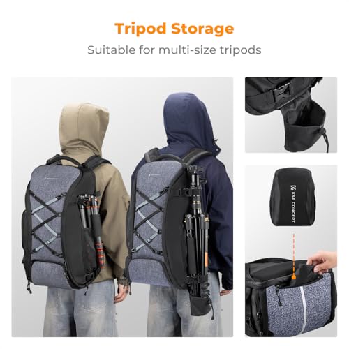 K&F CONCEPT Camera Backpack,30L Large Capacity Camera Bag for Photographers - color: 03-black-grey, size: 30L