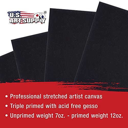 U.S. Art Supply 8"x8" Mini Square Canvases for Painting, Pack of 4 - size: 8" x 8"