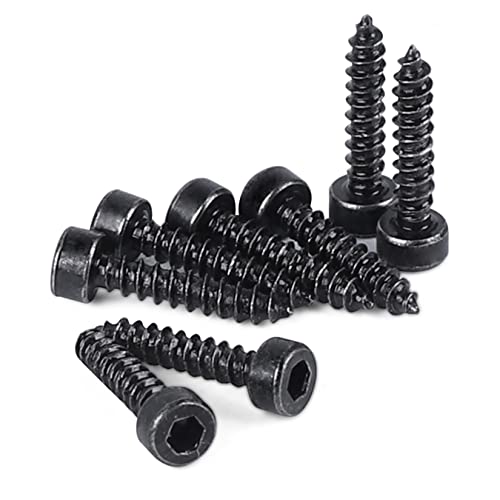 M2mm x 10mm Full Thread Hex Head Self Tapping Screws Black (Pack of 100)