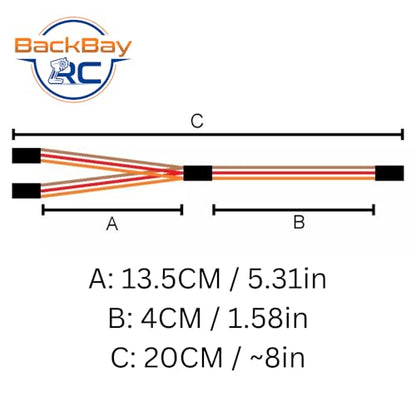 BackBayRC - 20CM 20awg Y Servo Splitter/Extension Wire - 100 Strands for RC Vehicles, Drones, E-Bikes - 5 Wires per Pack - style: 20CM / 8in
