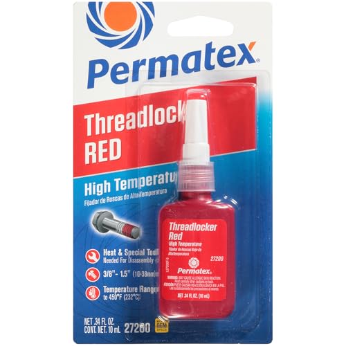 Permatex 27200 Hiigh Temperature Threadlocker Red, 10 ml - size: 10 ml, style: Liquid - High Temperature