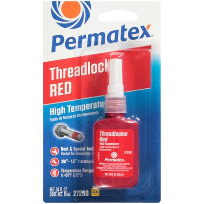 Permatex 27200 Hiigh Temperature Threadlocker Red, 10 ml - size: 10 ml, style: Liquid - High Temperature