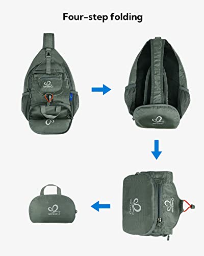 WATERFLY Packable Small Crossbody Sling Backpack Shoulder Chest Bag Daypack for Hiking Traveling Grey - color: Grey