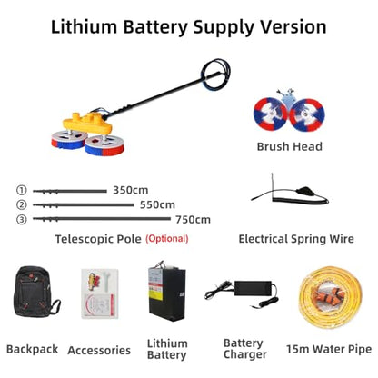 Solar Panel Cleaning Brush, 11 FT Telescopic Water Fed Pole Brush, Window Cleaning Brush and Pole, Window Solar Panel Cleaning Kit, Automatic Solar Panel Brush, with Lithium Battery - color: 11ft-battery