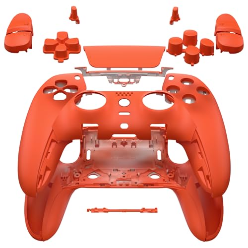 eXtremeRate Full Set Shell with Buttons Touchpad Cover Compatible with p s 5 Edge Controller, Orange Custom Replacement Decorative Trim Shell Front Back Plates Compatible with p s 5 Edge Controller - color: Orange