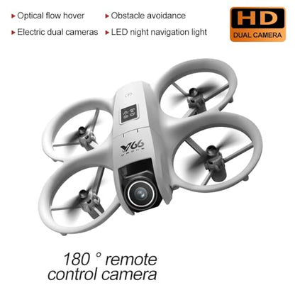Mini Drone with Dual Camera and Propeller Guards, RC Helicopter Quadcopter - color: White