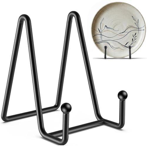 3 Pack 4.5 Inch Plate Stands for Display, Metal Picture Frame Display Stand - size: 4.5 in