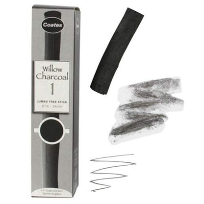 PH Coate Artist Willow Charcoal Jumbo, 1 Stick, Black - style: Jumbo