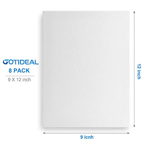GOTIDEAL Stretched Canvas, 9x12 Inch Set of 8, Primed White - color: White, size: 9"x12"