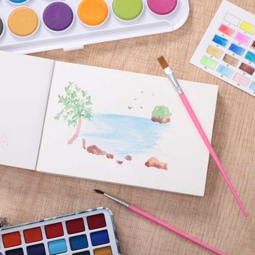Watercolor Paper Pad 4x6 Inch, 30 Sheets 140 lb Cold Press with 2 Brushes - size: 4x6 Inch