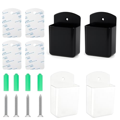 4Pcs Adhesive Remote Holder Wall Mount, AC Remote Wall Mount, Wall Remote Control Holder for Home Office Storage (2 Black & 2 White) - color: Black&white