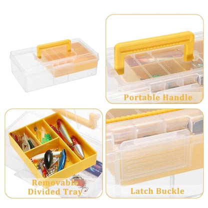 JUXYES Clear Art Craft Supply Storage Bin Sewing Box With Handle Lid - color: Yellow, size: 1 Pack