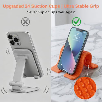 Airplane Phone Holder, Silicone Foldable Phone Stand for Desk and Travel - color: Orange