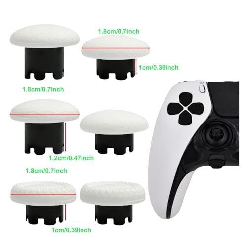 6-in-1 Interchangeable Thumbstick Caps for PS5 DualSense Edge Controller,Swappable Thumbsticks for PS5 Dualsense Controller, Thumbsticks Joysticks Kits Replacement for PS5 Dualsense Controller(White) - color: White