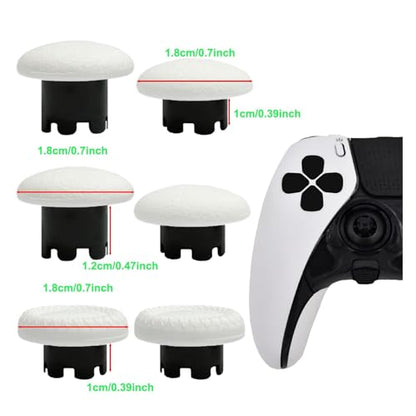 6-in-1 Interchangeable Thumbstick Caps for PS5 DualSense Edge Controller,Swappable Thumbsticks for PS5 Dualsense Controller, Thumbsticks Joysticks Kits Replacement for PS5 Dualsense Controller(White) - color: White