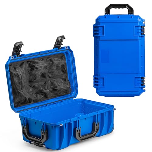 Seahorse 830 Professional Carry On Suitcase with Lid Organizer, TSA Approved, MIL‑Spec, IP67 Waterproof, USA Made, Protective Wheeled Hard Case for Travel Enthusiasts - color: Blue, style: 830 Empty W/ Lid Organizer