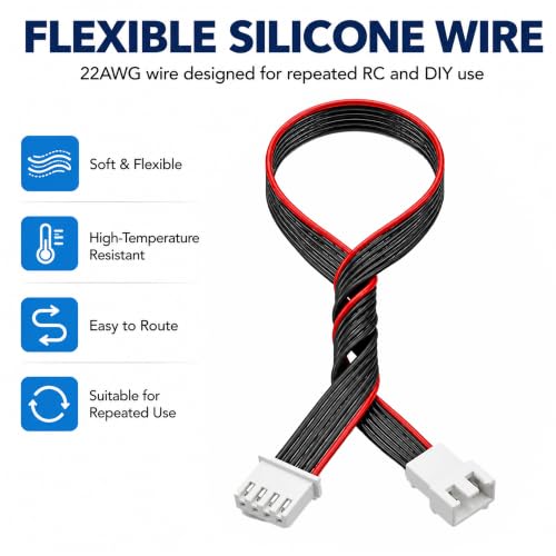 5-Pack 4S Balance Plug Extension Leads, 200mm 22AWG JST-XH Style Wires