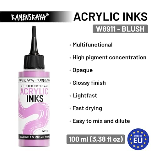 Kamenskaya Acrylic Inks, 'Blush' Acrylic Ink, 3.38 Fl Oz (100 ml) - color: Blush