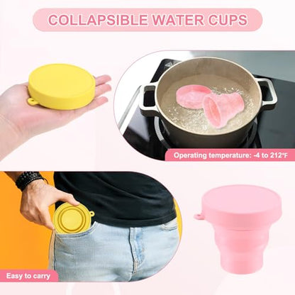 M METERXITY 2 Pack Collapsible Travel Cup, 5.7oz(170ml) Silicone Portable Foldable Water Cup Bottle for Travel/Camping/Hiking, Reusable [White] - color: White