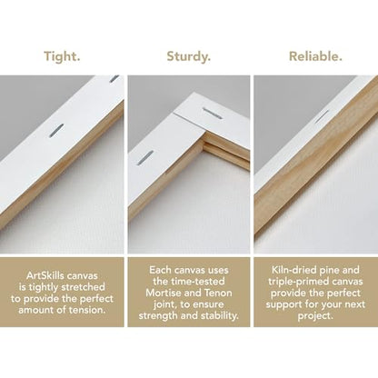 ArtSkills Stretched Canvas for Painting, 12x16 Canvas, 2-Pack Framed - size: 2-Pack 12x16