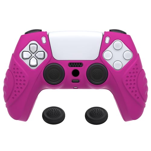 eXtremeRate PlayVital Guardian Edition Neon Purple Ergonomic Soft Anti-Slip Controller Silicone Case Cover for ps5, Rubber Protector Skins with Joystick Caps for ps5 Controller - color: Neon Purple