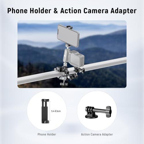 NEEWER Super Clamp with 3" Dual Ballhead Magic Arm Camera Phone Mount, ST88 - style: ST88
