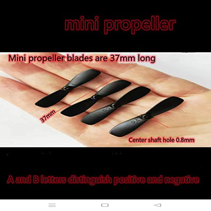 skrnrhrery Mini Propeller, Suitable for Small and Medium UAV Quadcopters - Nylon Propeller with 0.8 and 1.0mm Center Shaft, Blade Length 46/42/37mm - AB Positive and Negative (37MM Shaft 0.8) - size: Length 37 holes 0.8mm