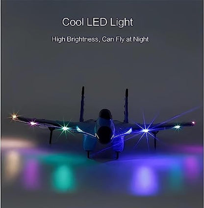 MAXBECK Remote Control Wireless Airplane Toy with Lights, Su-35 Rc Glider 2 Channel 2.4 GHZ Remote Control Planes, Outdoor Foam Rc Aircraft for Hobby Rc Airplanes - color: Blue