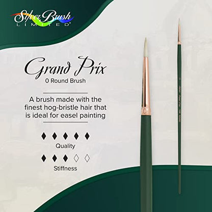 Silver Brush Limited Grand Prix Round Oil Paintbrush, Size 0, Long Handle - size: Size 0