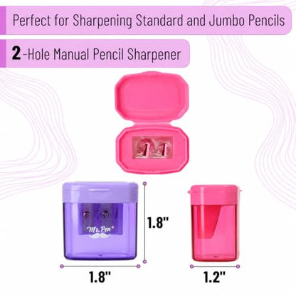 Mr. Pen- Manual Pencil Sharpener, 4 Pack, Colorful, Dual Holes - color: Candy Bloom, size: 4 Pack