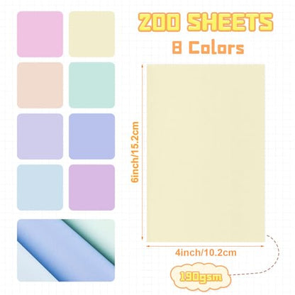 Geyoga 200 Sheets Colored Cardstock Paper,Pastel,4 x 6 Inch - color: Pastel