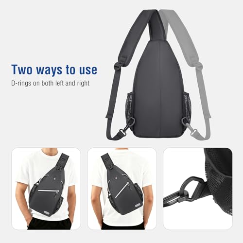 MOSISO Small Sling Bag for Men, Crossbody Shoulder Chest Daypack Bag - color: Space Gray