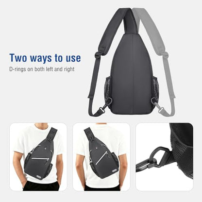 MOSISO Small Sling Bag for Men, Crossbody Shoulder Chest Daypack Bag - color: Space Gray