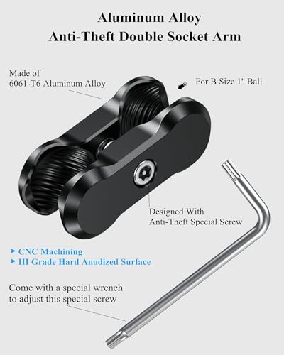 BRCOVAN Aluminum Alloy Anti-Theft Double Socket Arm (Pack of 2) - size: 2.36 inches (Pack of 2)