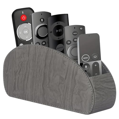 TV Remote Control Holder,Remotes Caddy for Table,Desk Nightstand Organizer - color: Grey wood grain, size: Small