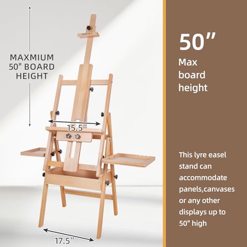 Horizontal Beechwood Studio Easel with Drawer and Palettes, Natural - style: Horizontal Natural