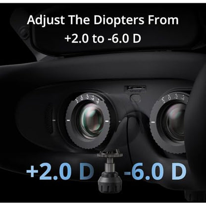 DJI Goggles 3 FPV Goggles with Micro-OLED Screens, O4 HD Video Transmission, Adjustable Diopters, Real View PiP, Wireless Streaming Bundle with Lens Cleaning Kit