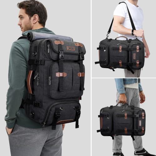 WITZMAN Travel Backpack for Men 45L Large Carry-on Airline Approved - color: Black