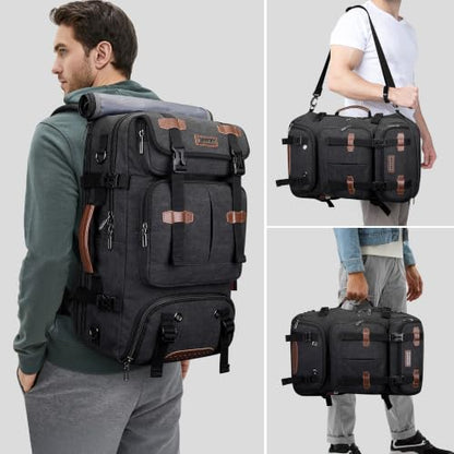 WITZMAN Travel Backpack for Men 45L Large Carry-on Airline Approved - color: Black