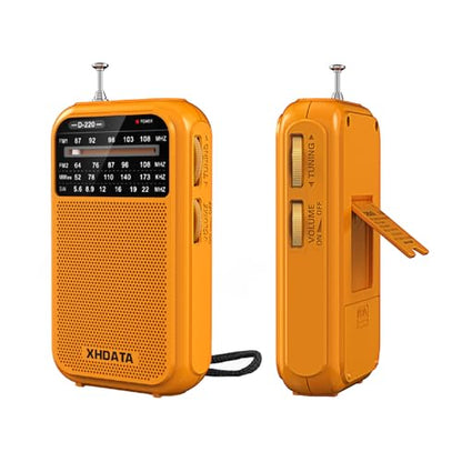 XHDATA D220 Portable Radio AM FM SW Shortwave Receiver Pocket Radio - color: Orange