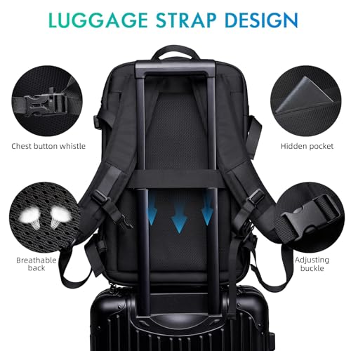 TANGCORLE Travel Backpack, 45L Carry On, Airline Approved - color: Black-a45